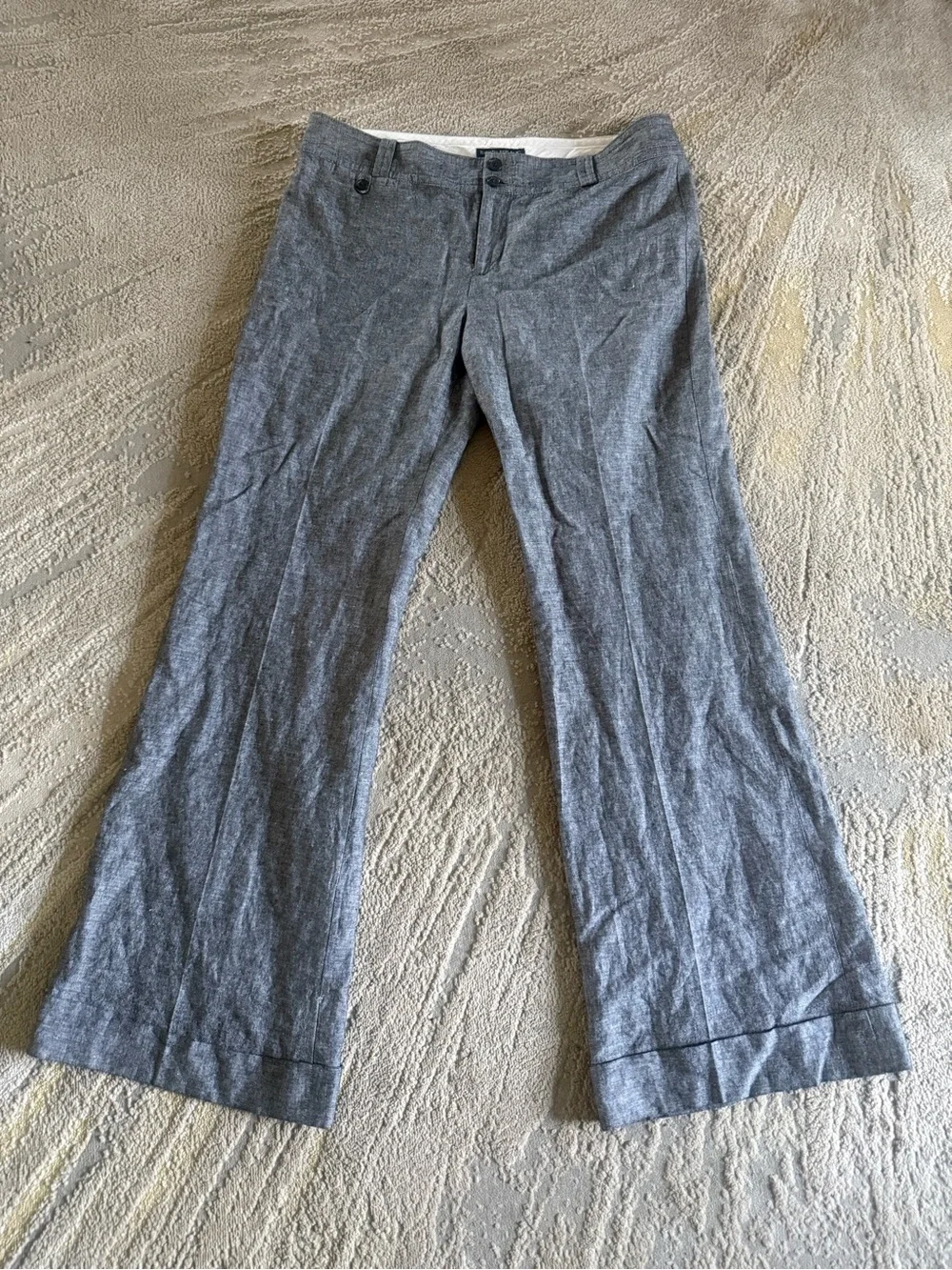 Banana Republic trousers gray Martin fit cotton linen flare boot cut 12